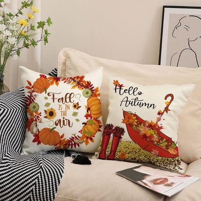 Halloween Theme - Fall Pillowcases - Pillowcases - Linen - Bedroom Decor Pillowcases - Living Room Decor Pillowcases - Sofa Decor Pillowcases - 45 x 45 cm - Four-Piece Set - Image 4