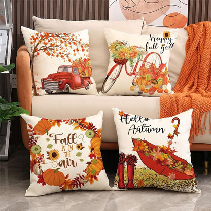 Halloween Theme - Fall Pillowcases - Pillowcases - Linen - Bedroom Decor Pillowcases - Living Room Decor Pillowcases - Sofa Decor Pillowcases - 45 x 45 cm - Four-Piece Set - Image 5