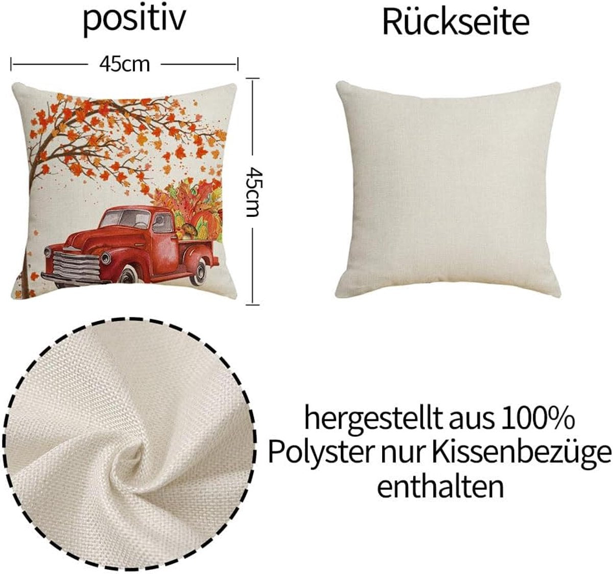 Halloween Theme - Fall Pillowcases - Pillowcases - Linen - Bedroom Decor Pillowcases - Living Room Decor Pillowcases - Sofa Decor Pillowcases - 45 x 45 cm - Four-Piece Set - Image 7