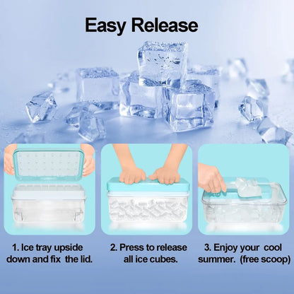 Frozen Ice Cube Trays - Food Grade Ice Cube Molds with Lids - Ice Cube Molds - 2 Layers, Blue - Releases all ice cubes in one second - Ice Cube Molds - Image 4