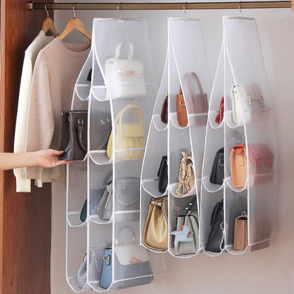 Hanging storage shelf - Closet organizer - Wardrobe organizer - 6 compartments - Suitable for handbags, clothes and toys (set of 3) - Image 2