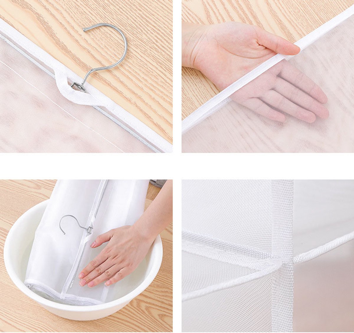 Hanging storage shelf - Closet organizer - Wardrobe organizer - 6 compartments - Suitable for handbags, clothes and toys (set of 3) - Image 3
