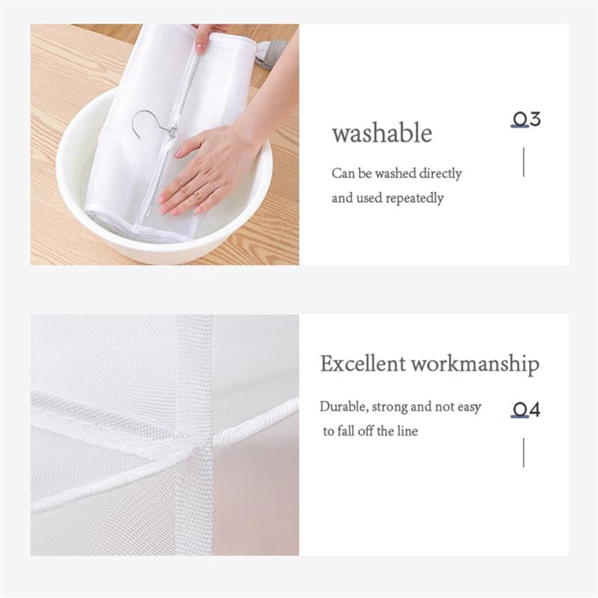 Hanging storage shelf - Closet organizer - Wardrobe organizer - 6 compartments - Suitable for handbags, clothes and toys (set of 3) - Image 4