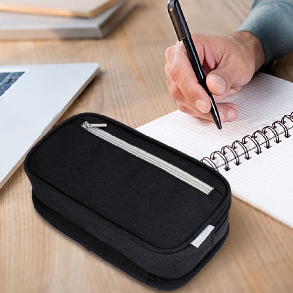 Large Capacity Pencil Case - School Pencil Case - Storage Case - Large Capacity Pencil Case for Boys and Girls - Student Office Supplies - Black - Image 4