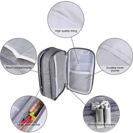 Large Capacity Pencil Case - School Pencil Case - Storage Case - Large Capacity Pencil Case for Boys and Girls - Student Office Supplies - Grijs - Image 2