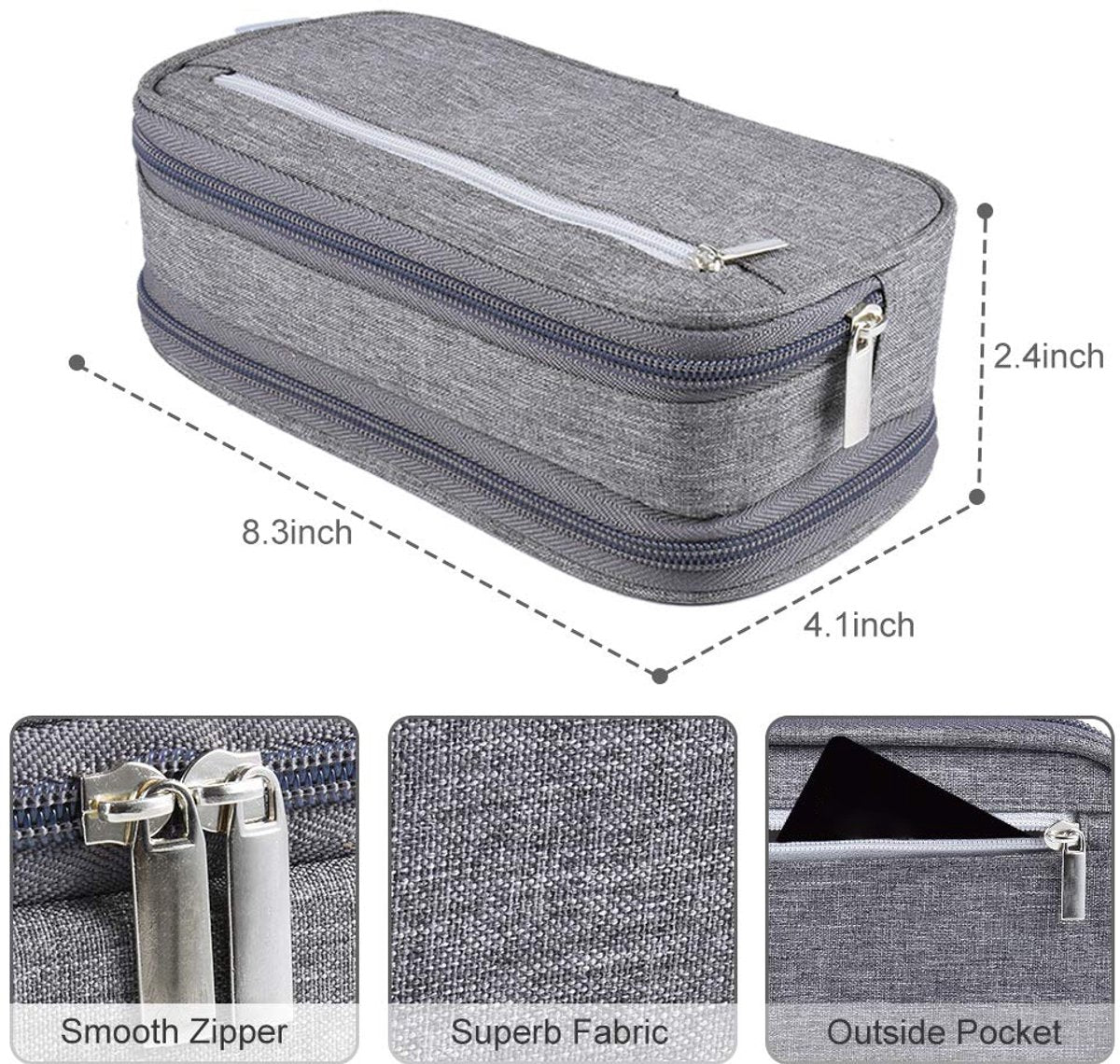 Large Capacity Pencil Case - School Pencil Case - Storage Case - Large Capacity Pencil Case for Boys and Girls - Student Office Supplies - Grijs - Image 3