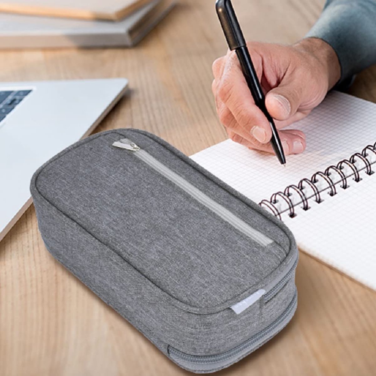 Large Capacity Pencil Case - School Pencil Case - Storage Case - Large Capacity Pencil Case for Boys and Girls - Student Office Supplies - Grijs - Image 5