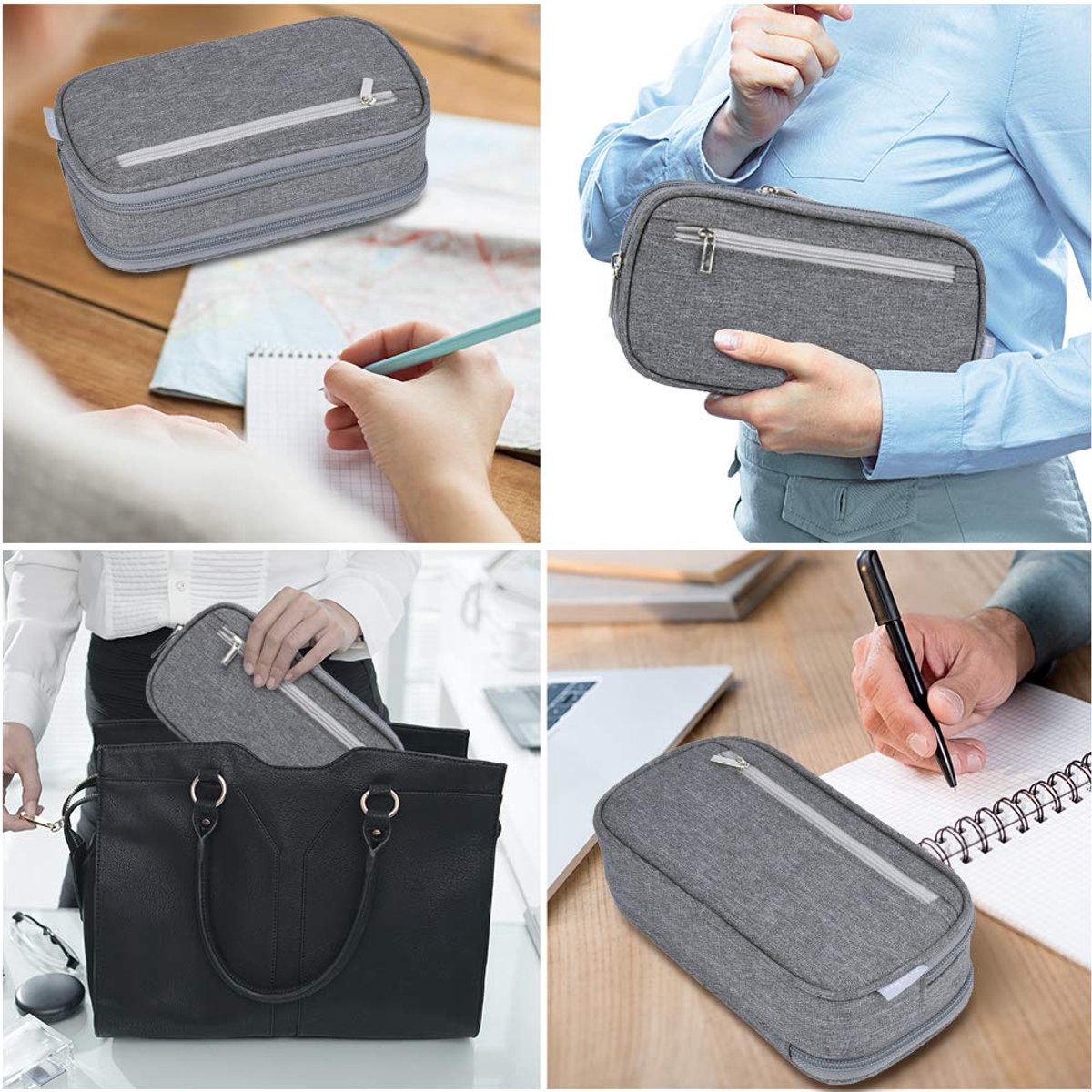 Large Capacity Pencil Case - School Pencil Case - Storage Case - Large Capacity Pencil Case for Boys and Girls - Student Office Supplies - Grijs - Image 6