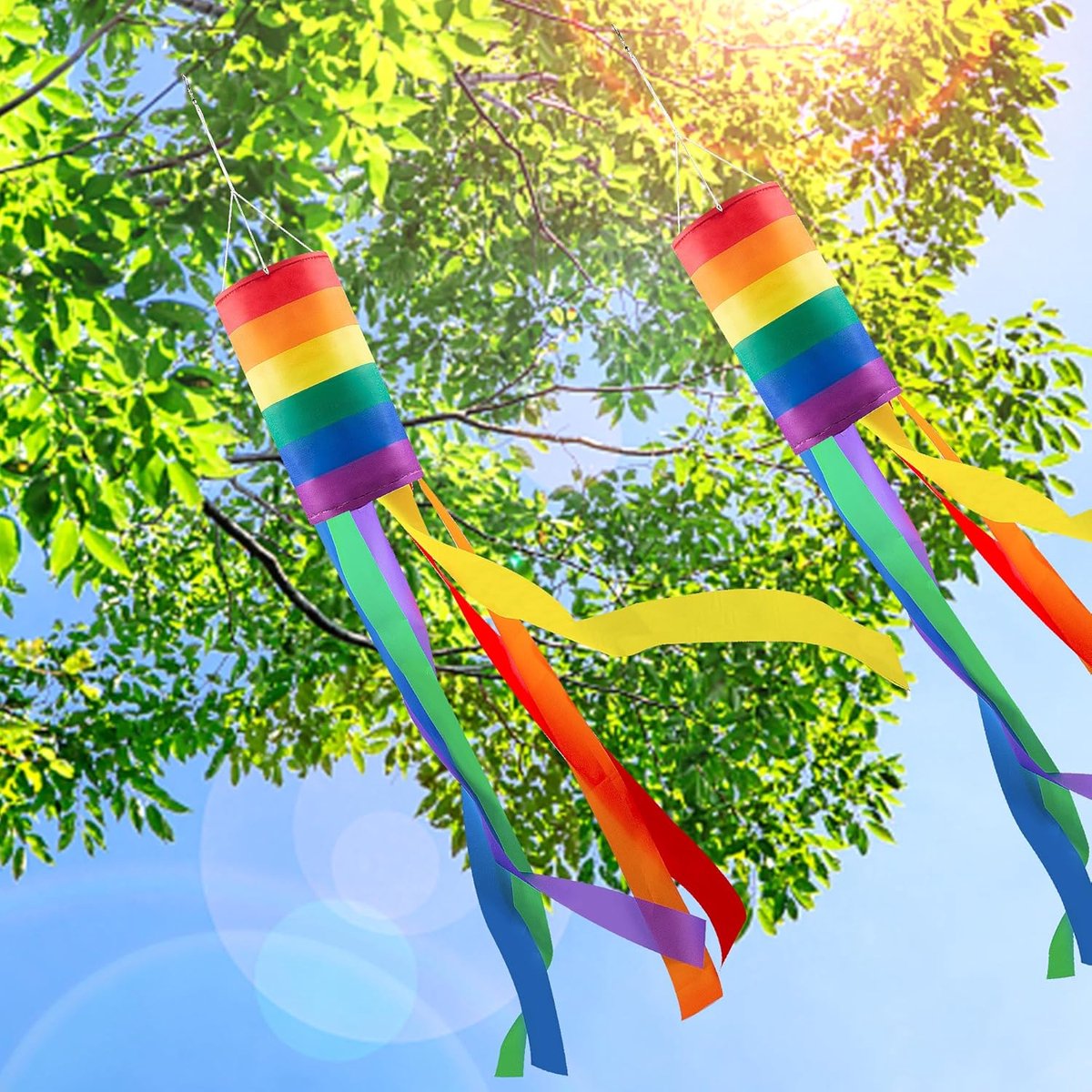 Decorative Rainbow Windproof Sleeve - 40-inch Rainbow Windproof Sleeve Flag - Pack of 4 - Striped Rainbow Windproof Sleeve Flag Gay Pride Outdoor Decoration LGBT Event Decoration Banner - Image 5