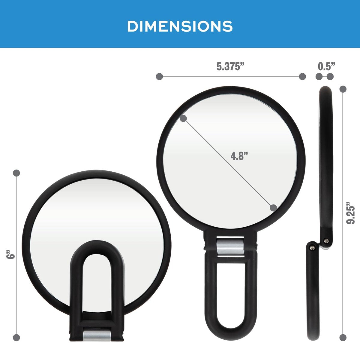 Pocket Mirror - 15x Magnifying Pocket Mirror - Pocket Mirror - Portable Travel Mirror - Makeup Mirror - Beauty Mirror - with Handle - Round - Practical - Black - Image 4