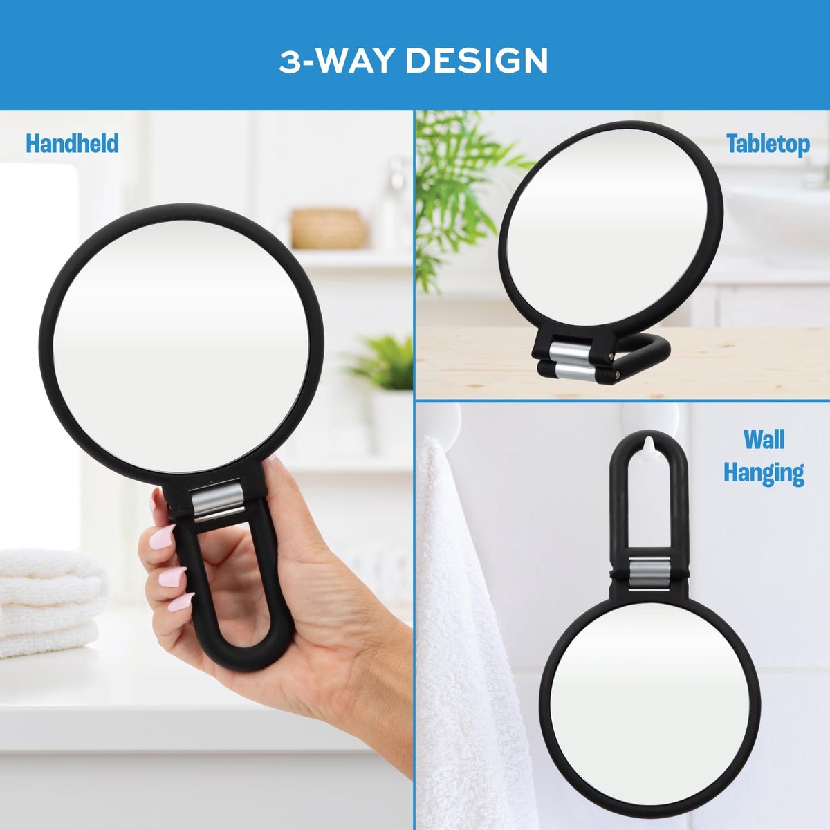 Pocket Mirror - 15x Magnifying Pocket Mirror - Pocket Mirror - Portable Travel Mirror - Makeup Mirror - Beauty Mirror - with Handle - Round - Practical - Black - Image 5