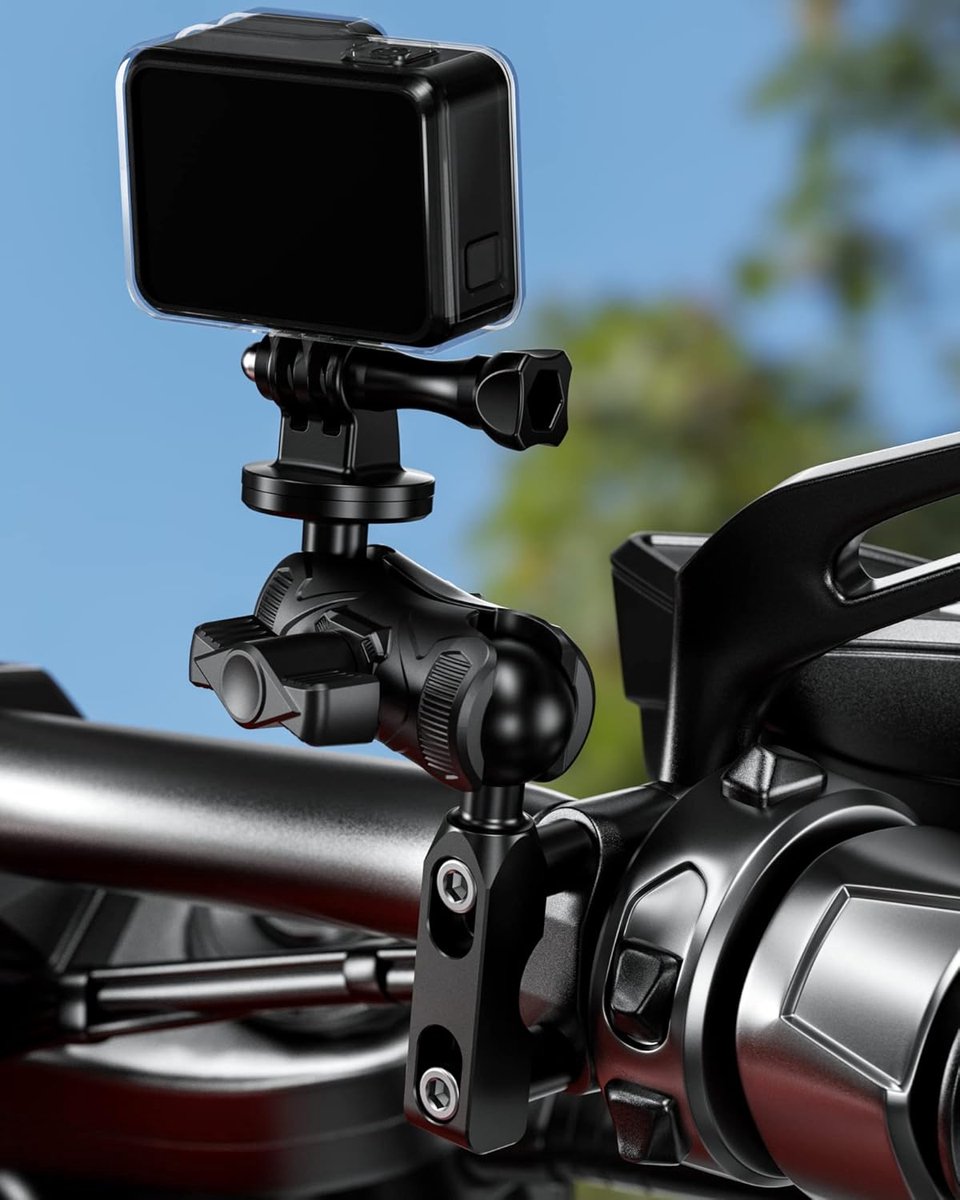 Aluminum alloy mounting base - with 1" TPU ball - for motorcycle brake/clutch reservoirs - compatible with dual mounting arms with 1" ball, size B mounting - black - Image 2
