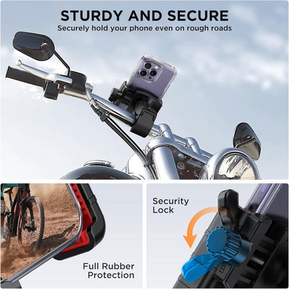 Phone holder for bicycles and motorcycles - Quick attachment - Bicycle handlebar mount - For scooters - Black and red - Image 3
