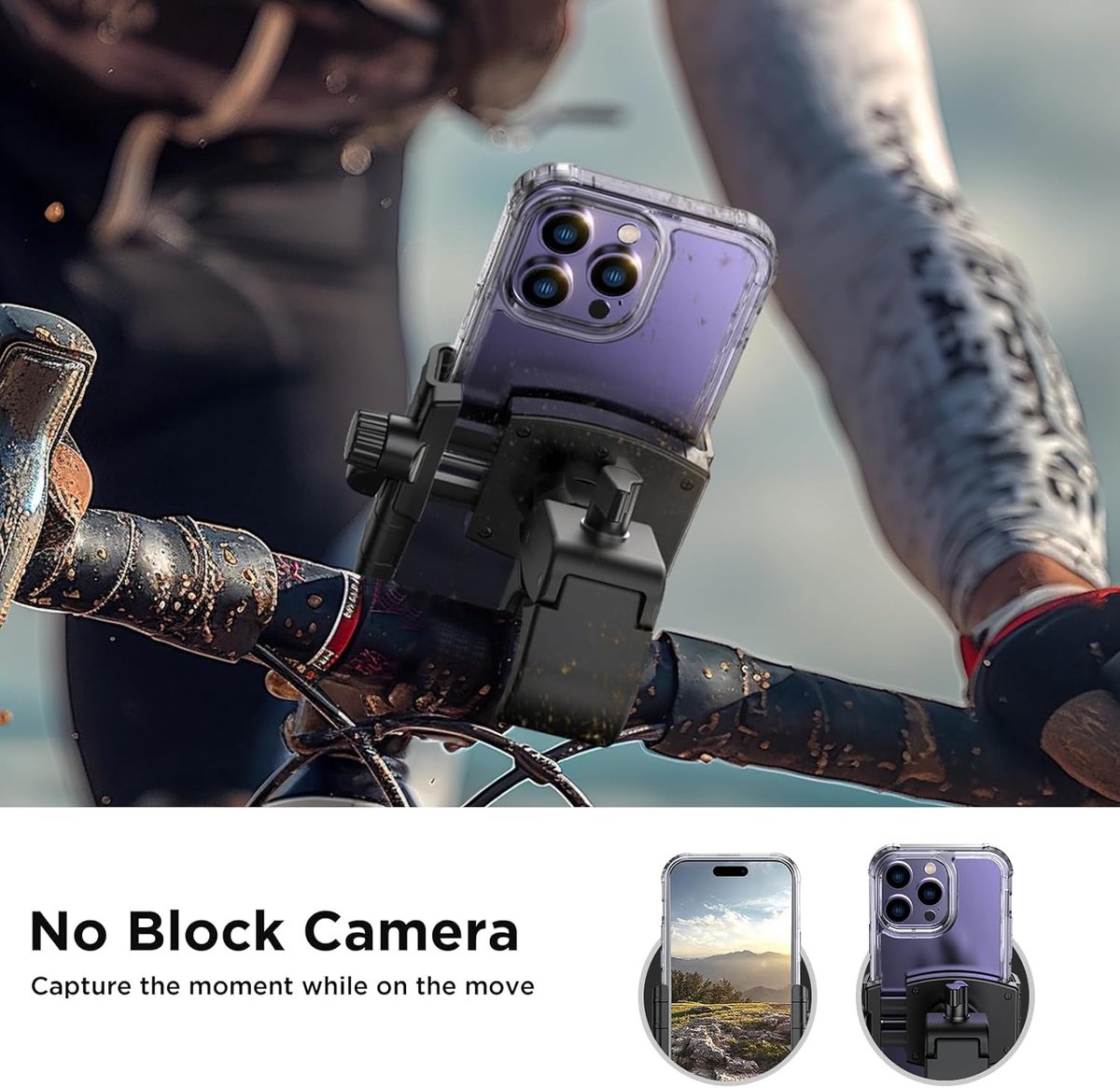 Phone holder for bicycles and motorcycles - Quick attachment - Bicycle handlebar mount - For scooters - Black and red - Image 4