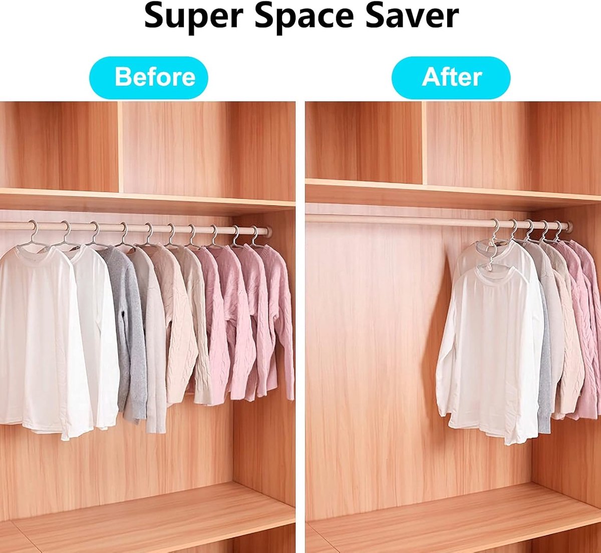 Hook - Connecting hook for hangers - 20 Hanger hooks - Ideal space saver for your wardrobe - Wit - Image 3