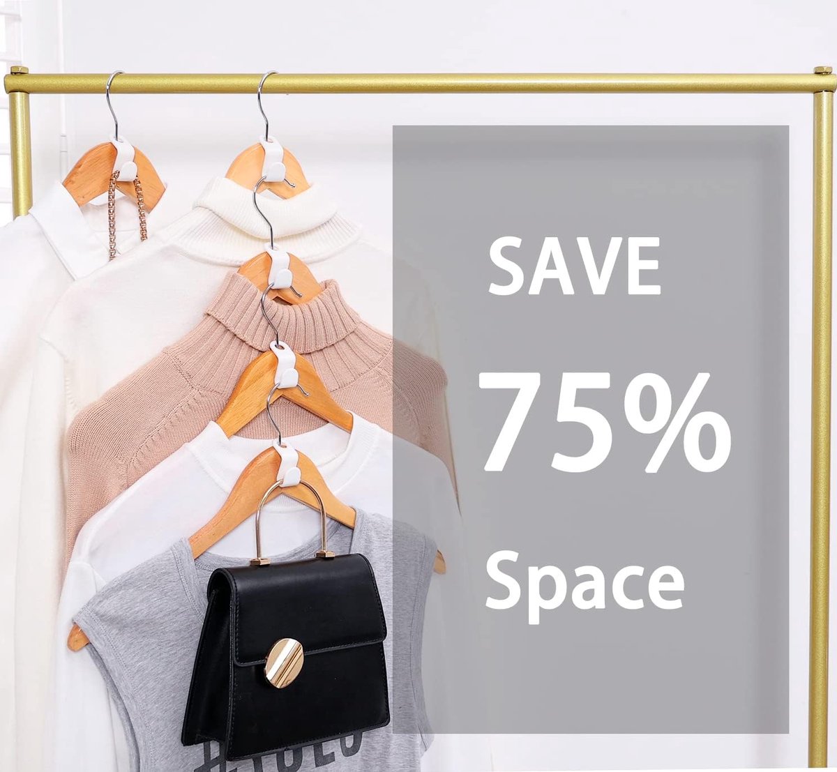 Hook - Connecting hook for hangers - 20 Hanger hooks - Ideal space saver for your wardrobe - Wit - Image 5