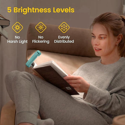 Boek Lamp - LED de Boek Lamp with Clamp - 3 Reading Light Modes - USB-C Rechargeable - Black - Image 3