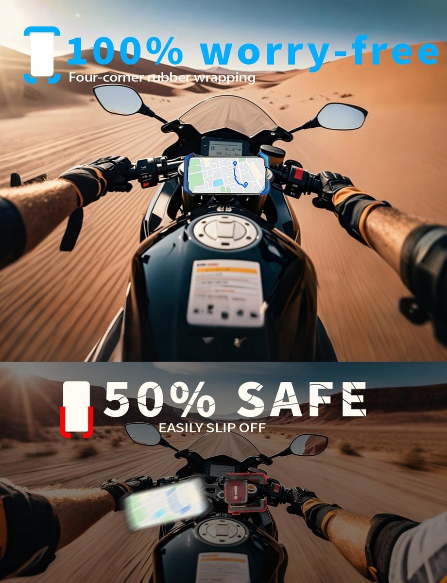 Bicycle Phone Holder - Easy to Install - Motorcycle Phone Holder - [Ultra-Stable Bicycle Phone Holder - Electric Scooter Handlebar Phone Holder - For 4.7 to 7 inch Phones - Bicycle Accessories] - Image 4