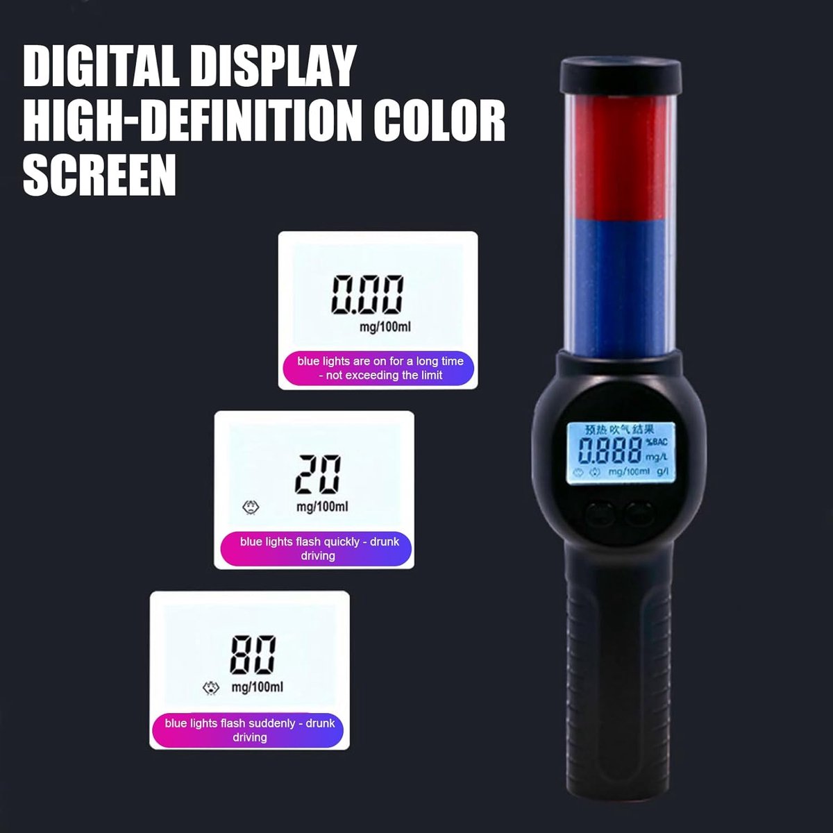 Digital Alcohol Meter - Breathalyzer with English Voice Announcement - Portable Breathalyzer - Contactless Breathalyzer - Safe and Hygienic - Suitable for Drivers - Safe Driving for Men, Women, and Families - Image 3