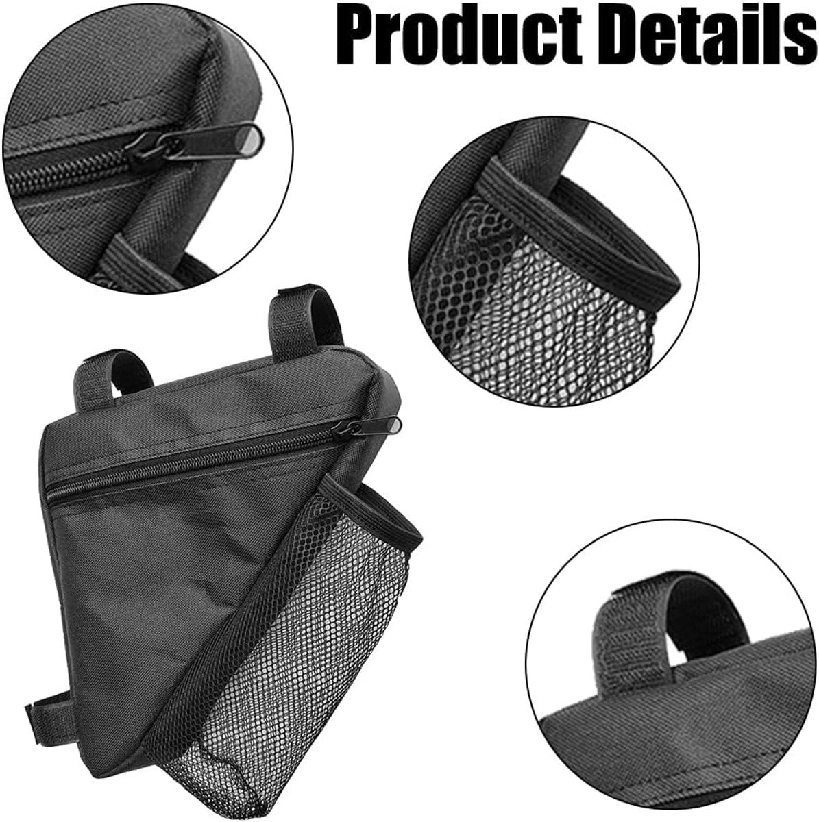 Bicycle pannier - Bicycle pannier with triangular frame - Waterproof bicycle pannier - With mesh pocket for water bottle - Perfect for outdoor cycling - Black - Image 6
