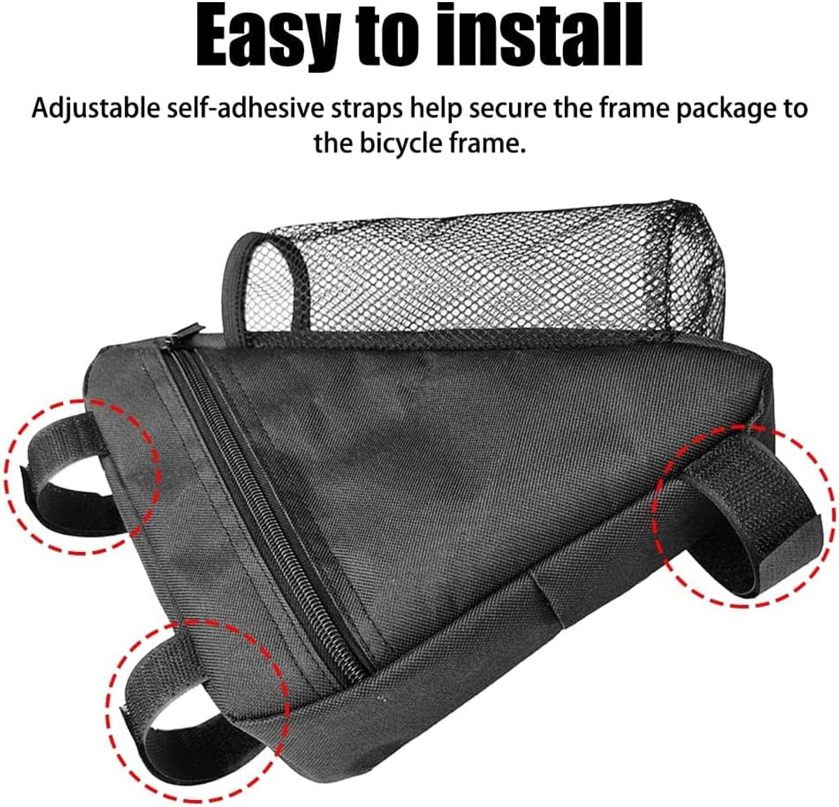 Bicycle pannier - Bicycle pannier with triangular frame - Waterproof bicycle pannier - With mesh pocket for water bottle - Perfect for outdoor cycling - Black - Image 7