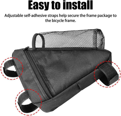 Bicycle pannier - Bicycle pannier with triangular frame - Waterproof bicycle pannier - With mesh pocket for water bottle - Perfect for outdoor cycling - Black - Image 7