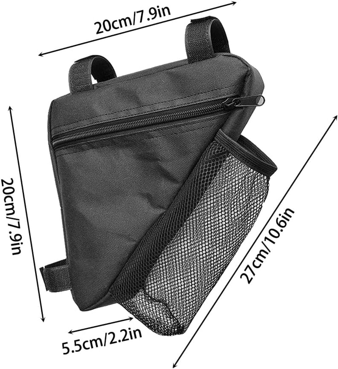 Bicycle pannier - Bicycle pannier with triangular frame - Waterproof bicycle pannier - With mesh pocket for water bottle - Perfect for outdoor cycling - Black - Image 8