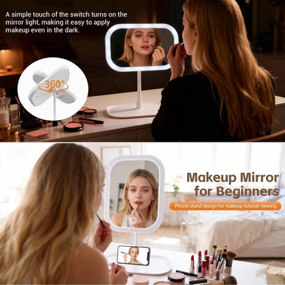 Makeup Mirror with Lighting – 3 Light Colors – Dimmable – Mirror with Lights – Smart Touch – USB Charging Port - Image 4