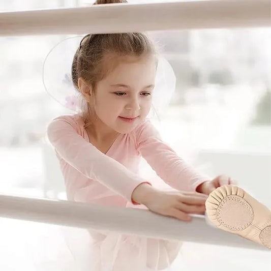 Women's Ballet Shoes – Ballet Shoes for Girls – Beige – Soft PU Leather Dance Shoes with Non-Slip Sole – Suitable for Ballet, Yoga & Home Use – For 5 UK Child - Image 3