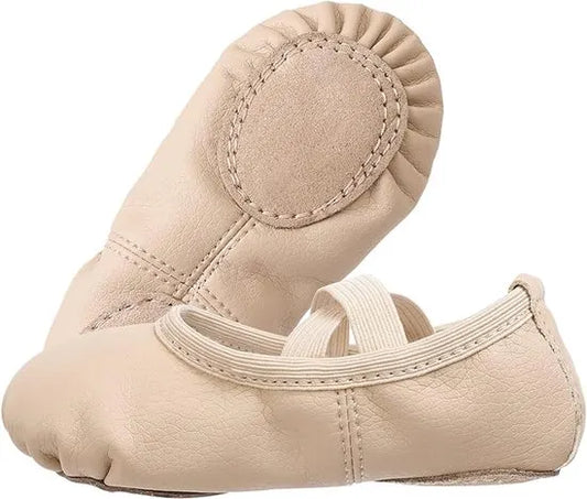 Women's Ballet Shoes – Ballet Shoes for Girls – Beige – Soft PU Leather Dance Shoes with Non-Slip Sole – Suitable for Ballet, Yoga & Home Use – For 7 UK Child - Image 4