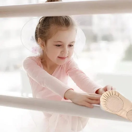 Women's Ballet Shoes – Ballet Shoes for Girls – Beige – Soft PU Leather Dance Shoes with Non-Slip Sole – Suitable for Ballet, Yoga & Home Use – For 3 UK - Image 3
