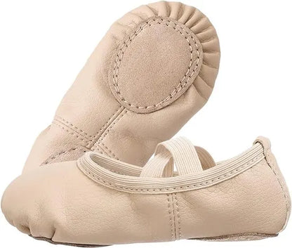 Women's Ballet Shoes – Ballet Shoes for Girls – Beige – Soft PU Leather Dance Shoes with Non-Slip Sole – Suitable for Ballet, Yoga & Home Use – For 3 UK - Image 4