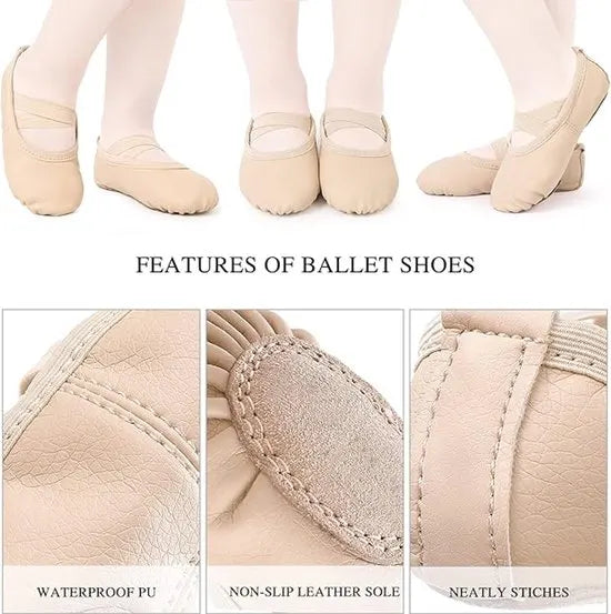 Women's Ballet Shoes – Ballet Shoes for Girls – Beige – Soft PU Leather Dance Shoes with Non-Slip Sole – Suitable for Ballet, Yoga & Home Use – For 5 UK - Image 6