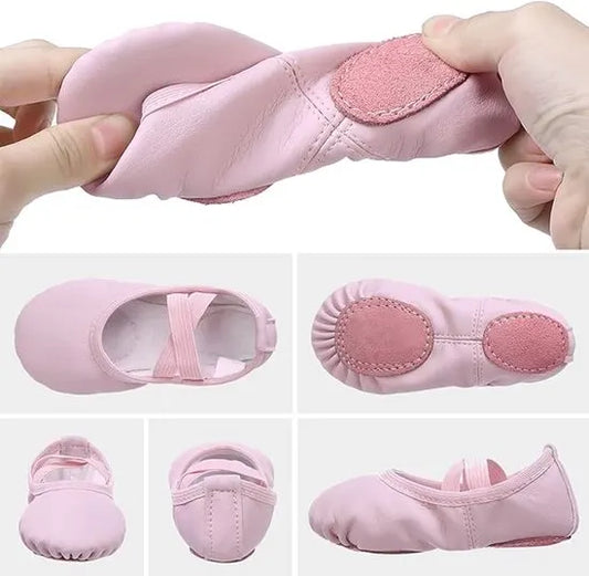 Women's Ballet Shoes – Ballet Shoes for Girls – Purple-Pink – Soft PU Leather Dance Shoes with Non-Slip Sole – Suitable for Ballet, Yoga & Home Use – For 5 UK Child - Image 2