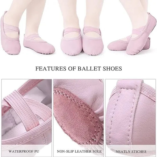 Women's Ballet Shoes – Ballet Shoes for Girls – Purple-Pink – Soft PU Leather Dance Shoes with Non-Slip Sole – Suitable for Ballet, Yoga & Home Use – For 13 UK Child - Image 6