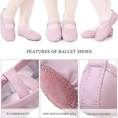 Women's Ballet Shoes – Ballet Shoes for Girls – Purple-Pink – Soft PU Leather Dance Shoes with Non-Slip Sole – Suitable for Ballet, Yoga & Home Use – For 1 UK - Image 6