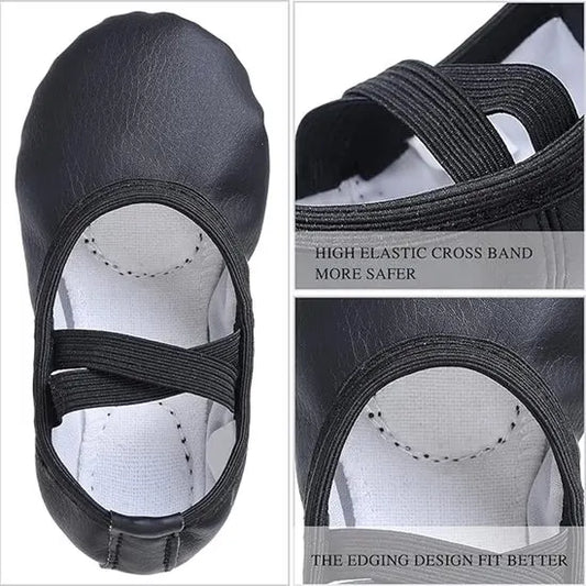 Women's Ballet Shoes – Ballet Shoes for Girls – Black – Soft PU Leather Dance Shoes with Non-Slip Sole – Suitable for Ballet, Yoga & Home Use – For 6.5 UK Child - Image 5
