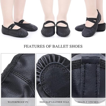 Women's Ballet Shoes – Ballet Shoes for Girls – Black – Soft PU Leather Dance Shoes with Non-Slip Sole – Suitable for Ballet, Yoga & Home Use – For 7 UK Child - Image 6