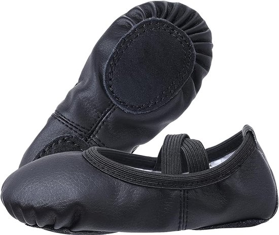 Women's Ballet Shoes – Ballet Shoes for Girls – Black – Soft PU Leather Dance Shoes with Non-Slip Sole – Suitable for Ballet, Yoga & Home Use – For 11.5 UK Child - Image 4