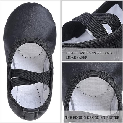 Women's Ballet Shoes – Ballet Shoes for Girls – Black – Soft PU Leather Dance Shoes with Non-Slip Sole – Suitable for Ballet, Yoga & Home Use – For 11.5 UK Child - Image 5