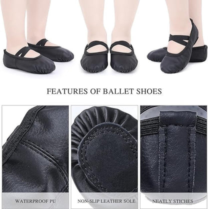 Women's Ballet Shoes – Ballet Shoes for Girls – Black – Soft PU Leather Dance Shoes with Non-Slip Sole – Suitable for Ballet, Yoga & Home Use – For 3 UK - Image 6