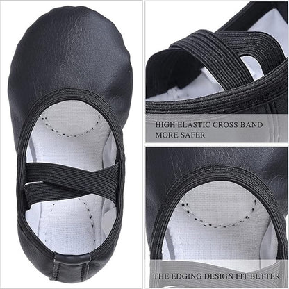 Women's Ballet Shoes – Ballet Shoes for Girls – Black – Soft PU Leather Dance Shoes with Non-Slip Sole – Suitable for Ballet, Yoga & Home Use – For 4 UK - Image 5