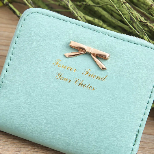 Ladies' Wallet & Card Holder with Bow | Holds 8 Cards | Credit Card Holder | With Cash Compartment | Card Holder | Wallet | PU Leather | Green - Image 5