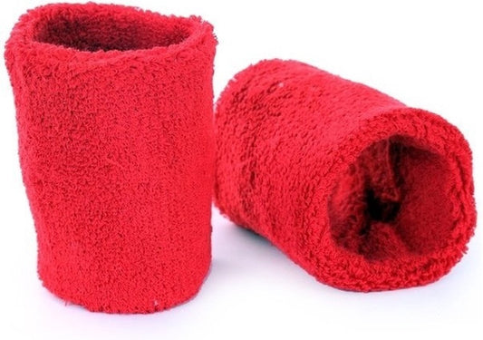 Red wrist sweatbands for adults set of 2 - Sports bands