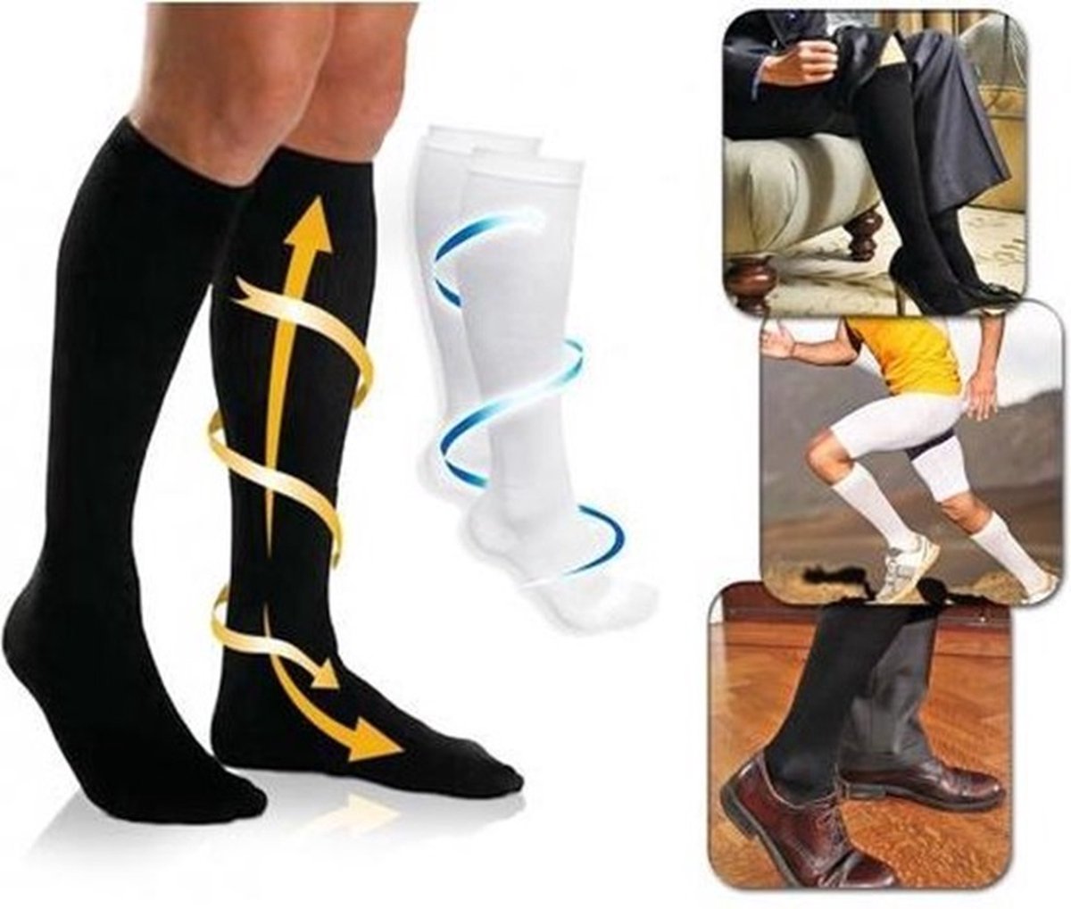 Duo Pack Compression Socks | Compression Stockings | Support Socks | Airplane Socks | Anti-Fatigue | Size L/XL (41-47) | Black - Image 2