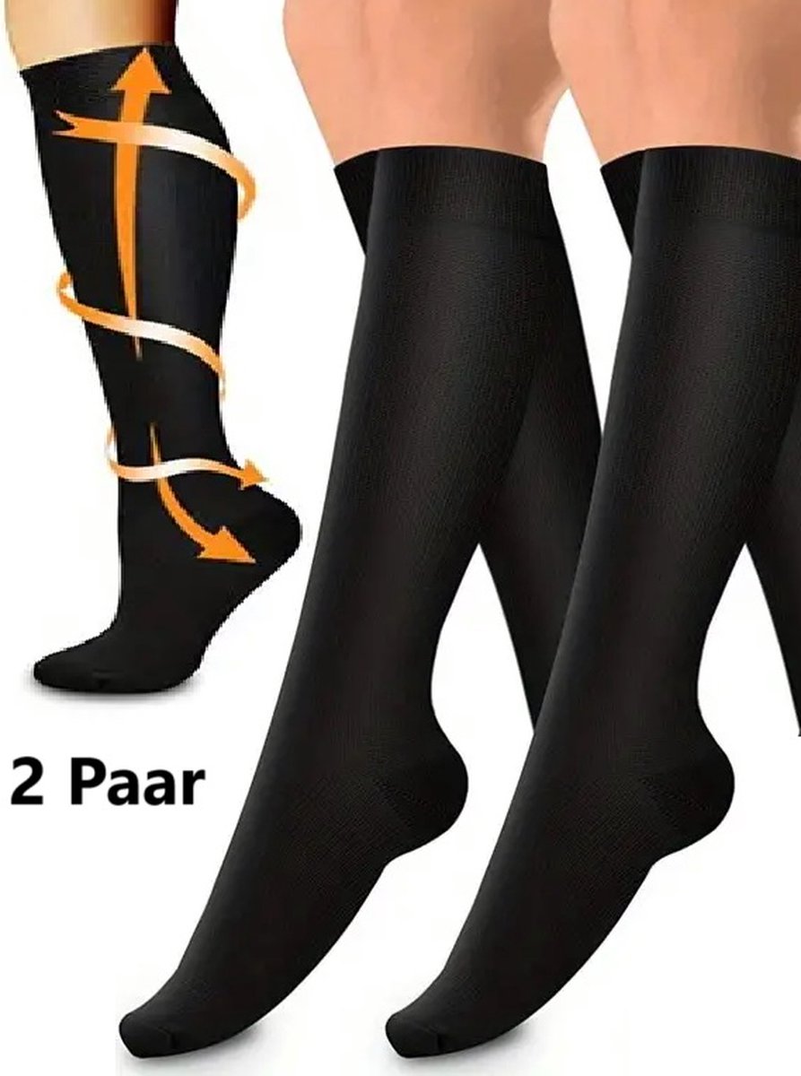 Duo Pack Compression Socks | Compression Stockings | Support Socks | Airplane Socks | Anti-Fatigue | Size L/XL (41-47) | Black - Image 5