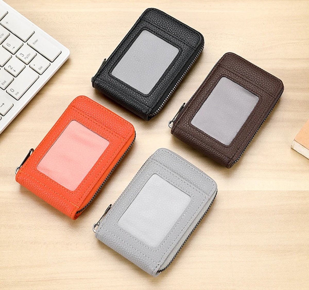 Card Holder for 12 Cards with Anti-RFID | Wallet | Credit Card Holder | With Cash & Coin Compartment | With Driver's License Compartment | PU Leather | Orange - Image 5