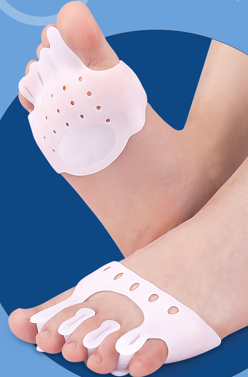 Silicone Toe Corrector 5-Hole | Toe Spreader | Hallux Valgus | Straighten Toes | Shock Absorbing | With Holes | White | 1 Pair - Image 3
