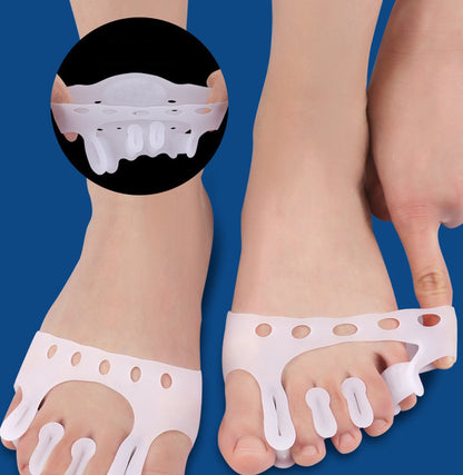 Silicone Toe Corrector 5-Hole | Toe Spreader | Hallux Valgus | Straighten Toes | Shock Absorbing | With Holes | White | 1 Pair - Image 5