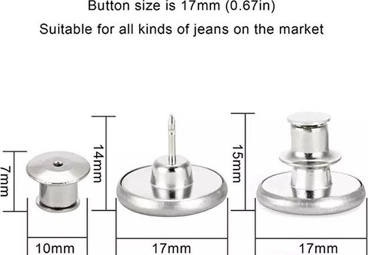 Jeans Button with Snap | Universal Jeans Button Pin | Jeans Buttons | Replacement Buttons | Jeans Button | Silver | 1 Piece - Image 3